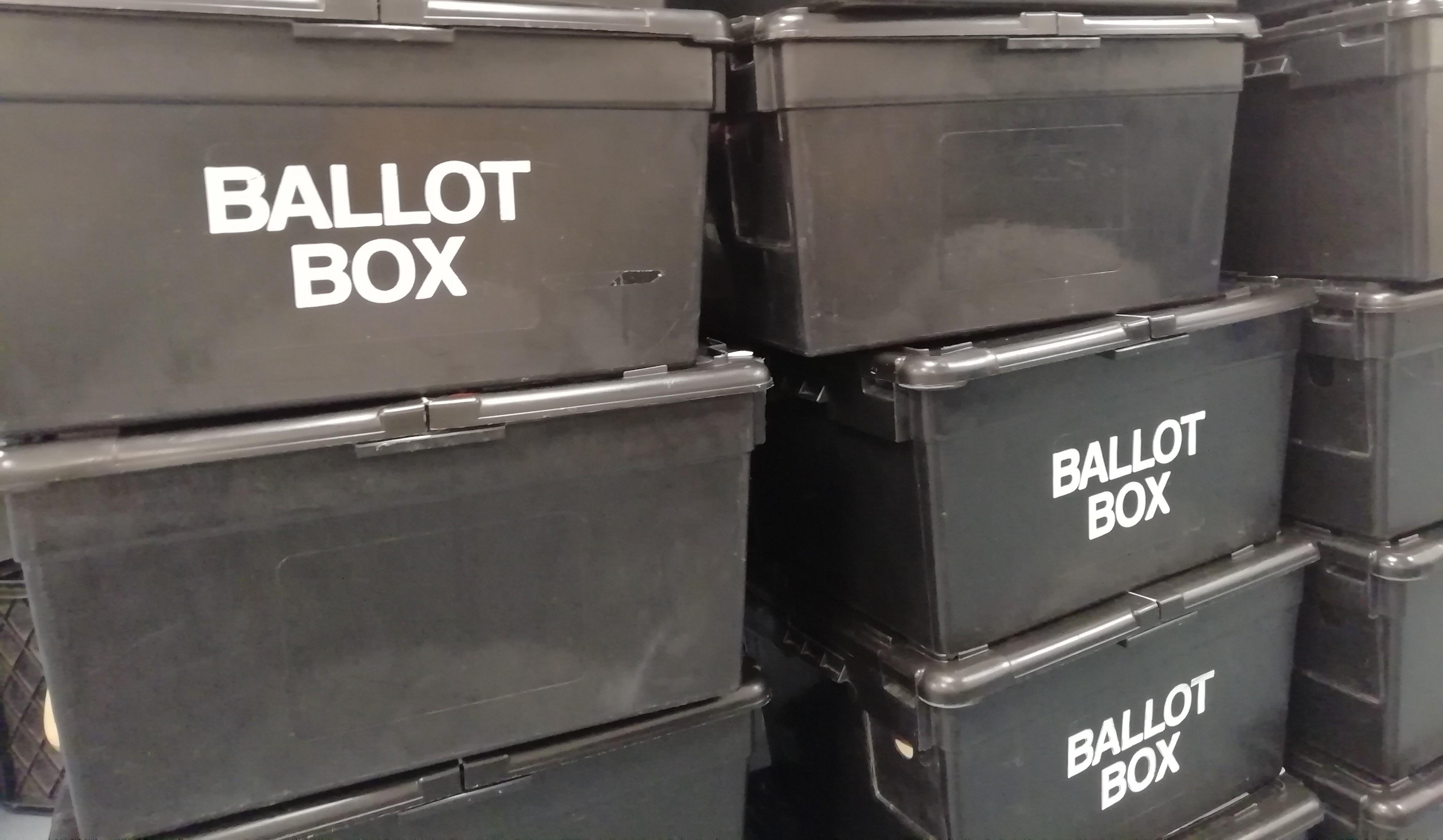 black ballot boxes