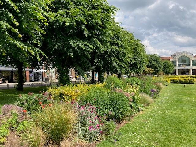 Garden and trees in centre of town
